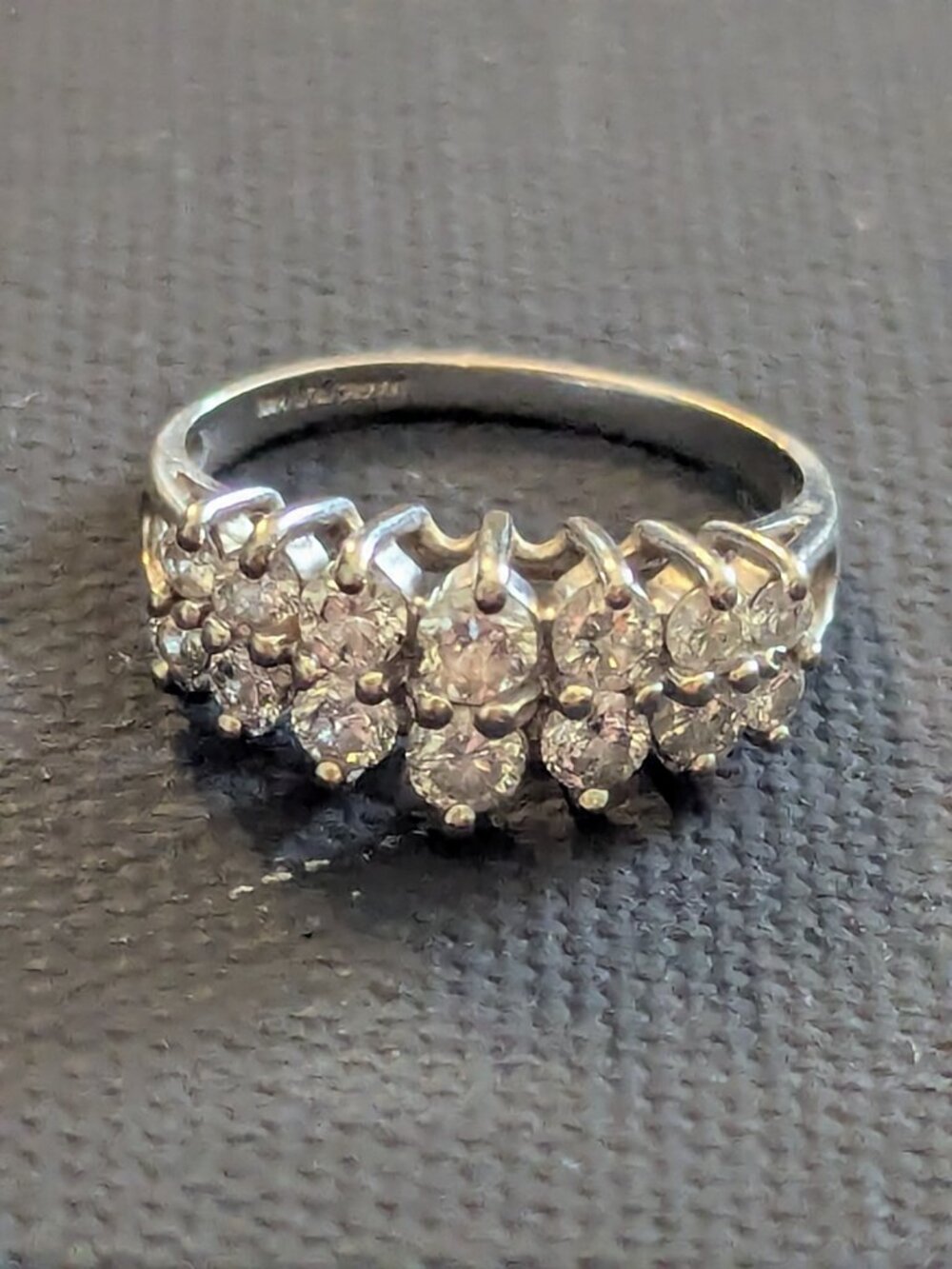 Magic Glo 14K White Gold Diamond Waterfall Pyramid Ring Size 7